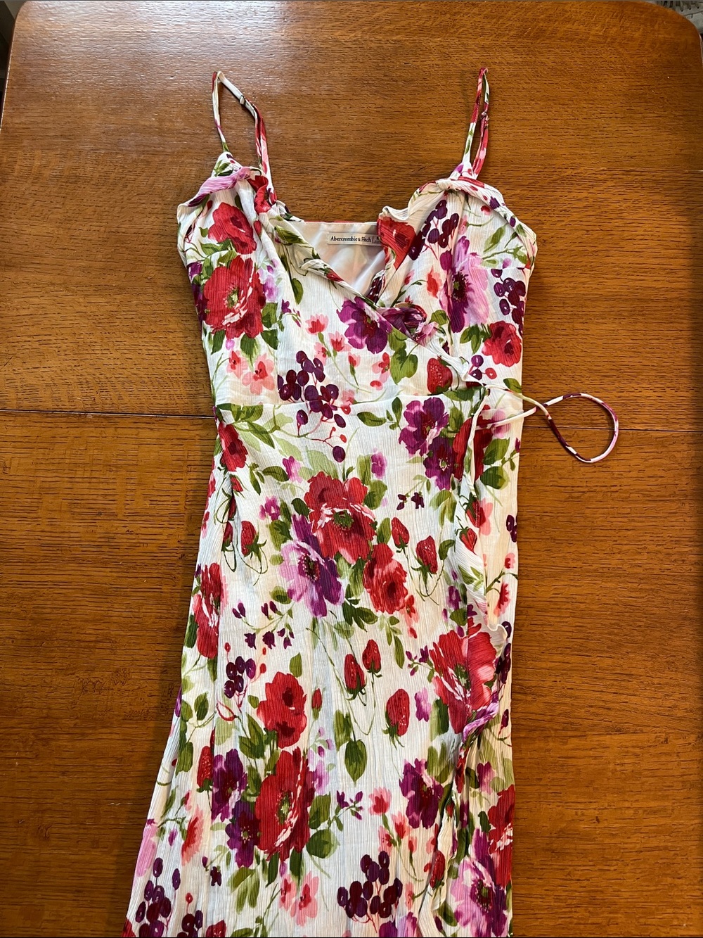 Abercrombie & Fitch Pink, Red & Green Floral Midi Dress